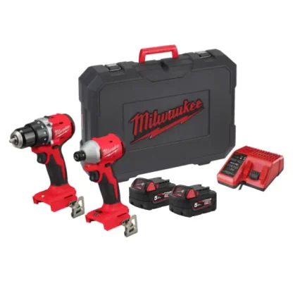 PowerPack M18 Compact Berbequim Aparafusador + Aparafusadora de Impacto 1/4 Hex Milwaukee M18BLCPP2B-502C