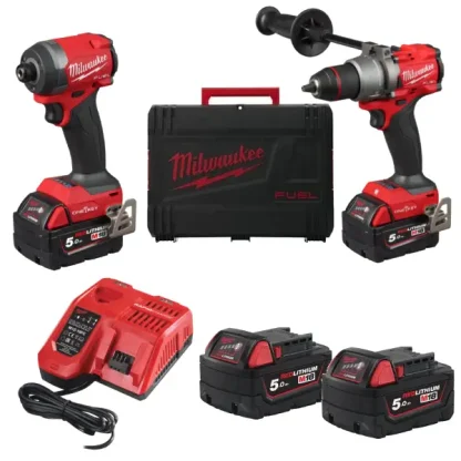 PowerPack M18 Fuel One-Key Aparafusadora de Impacto 1/4 + Berbequim Com Percussão Milwaukee M18ONEPP2A3-502X