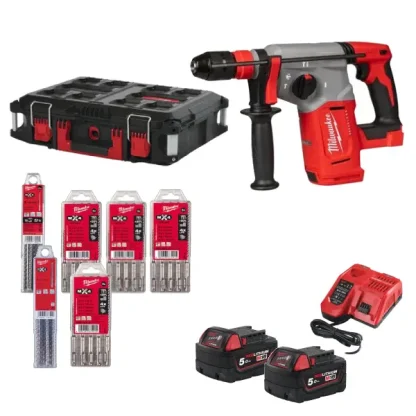 PowerPack Especial 100 Anos M18 Martelo Combinado SDS-Plus Fixtec Milwaukee M18BLHX100P-502P