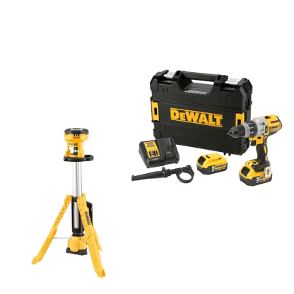 Kit Berbequim com Percussão XRP DCD996P2 + Foco LED com Tripé DCL079 DeWalt CPROF477