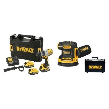 Kit Berbequim com Percussão XRP DCD996P2 + Lixadora Rotorbital DCW210NT DeWalt CPROF560