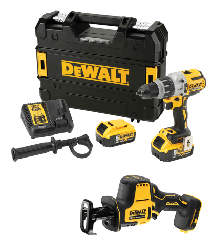 Kit Berbequim com Percussão XRP DCD996P2 + Mini-Serra de Sabre DCS369NT DeWalt CPROF620