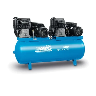 Compressor de Ar de Pistão de 2 Etapas Série PRO TANDEM 7,5+7,5HP 500L 400V ABAC PRO B6000 500 T7,5