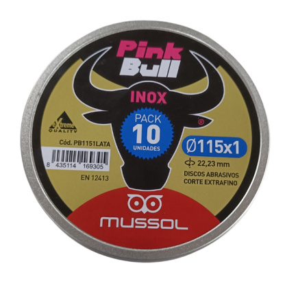 Disco de Corte Extrafino 115 mm Pack x10 Pink Bull Mussol PB1151